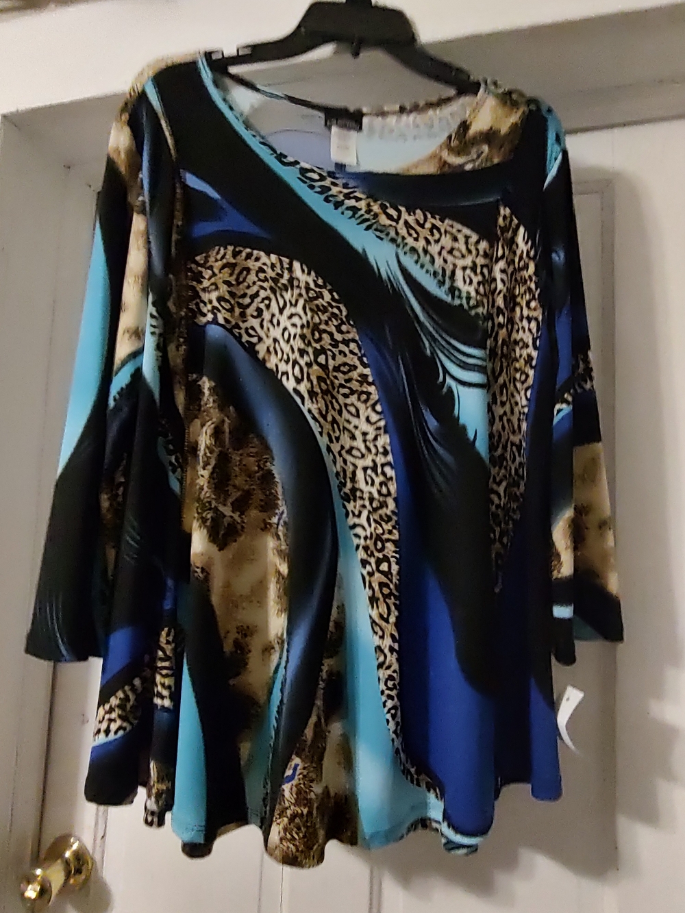 Fashion Caribbean Black and Tan Animal-Print A-Line Tunic
